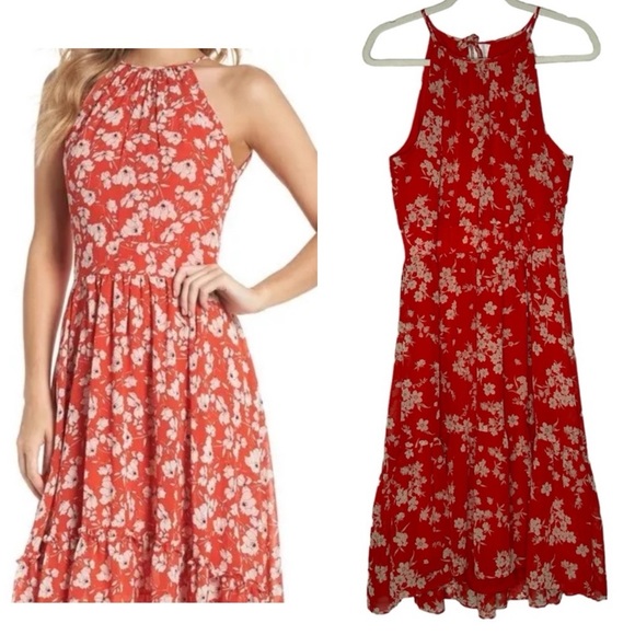 Eliza J Dresses & Skirts - Eliza J Red Floral A-Line Dress